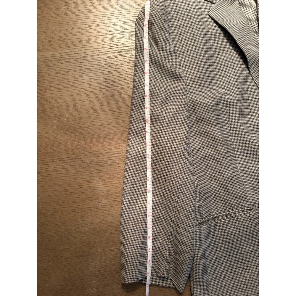 Mens Houndstooth Sport Coat Blazer Tan Blue 2 Button 52R